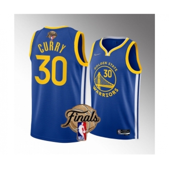 Men's Golden State Warriors 30 Stephen Curry Royal 2022 Finals Stitched Basketball Jersey