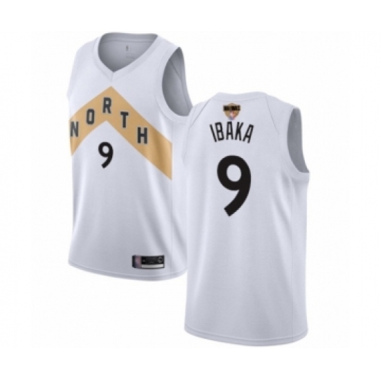 Men's Toronto Raptors 9 Serge Ibaka Swingman White 2019 Basketball Finals Bound Jersey - City Edition