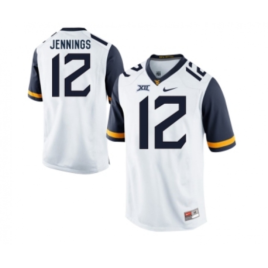 West Virginia Mountaineers 12 Gary Jennings White College Football Jersey