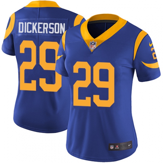 Women's Nike Los Angeles Rams 29 Eric Dickerson Elite Royal Blue Alternate NFL Jersey
