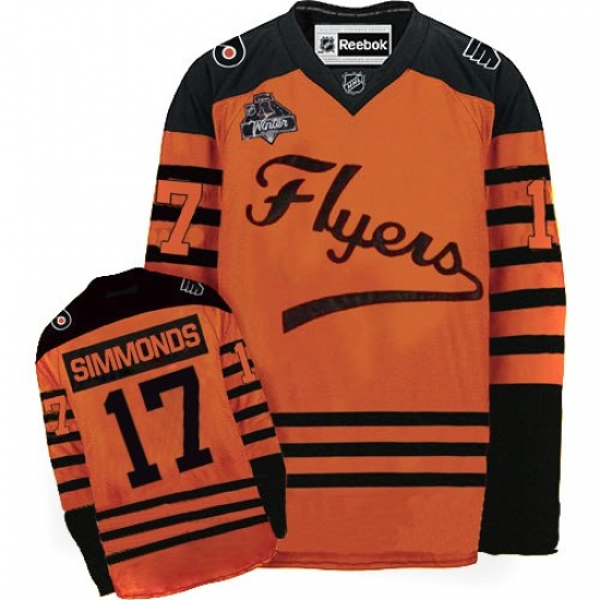 Men's Reebok Philadelphia Flyers 17 Wayne Simmonds Authentic Orange 2012 Winter Classic NHL Jersey