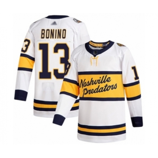 Men's Nashville Predators 13 Nick Bonino Authentic White 2020 Winter Classic Hockey Jersey