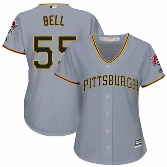 Women's Majestic Pittsburgh Pirates 55 Josh Bell Authentic Grey Road Cool Base MLB Jersey