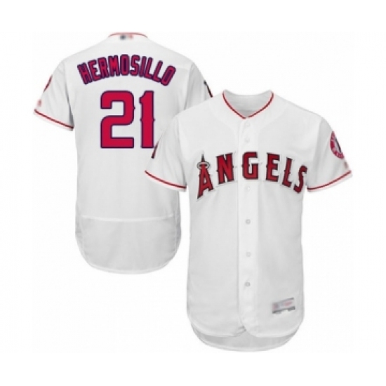 Men's Los Angeles Angels of Anaheim 21 Michael Hermosillo White Home Flex Base Authentic Collection Baseball Player Jersey