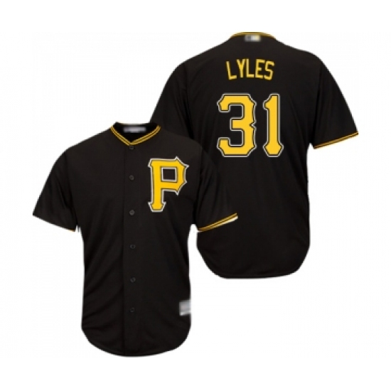 Men's Pittsburgh Pirates 31 Jordan Lyles Replica Black Alternate Cool Base Baseball Jersey
