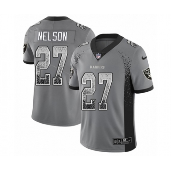 Men's Nike Oakland Raiders 27 Reggie Nelson Limited Gray Rush Drift Fashion NFL Jersey