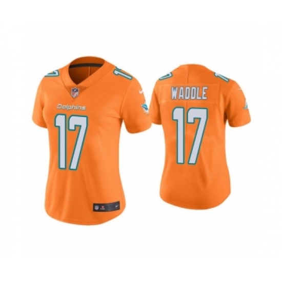 Women's Nike Miami Dolphins 17 Jaylen Waddle Orange Vapor Untouchable Stitched Jersey