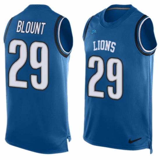 Men's Nike Detroit Lions 29 LeGarrette Blount Limited Blue Player Name & Number Tank Top NFL Jersey