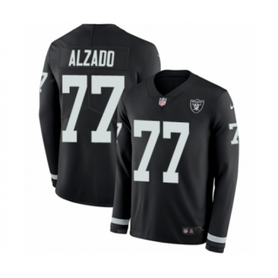Men's Nike Oakland Raiders 77 Lyle Alzado Limited Black Therma Long Sleeve NFL Jersey