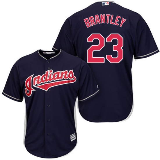 Youth Majestic Cleveland Indians 23 Michael Brantley Replica Navy Blue Alternate 1 Cool Base MLB Jersey