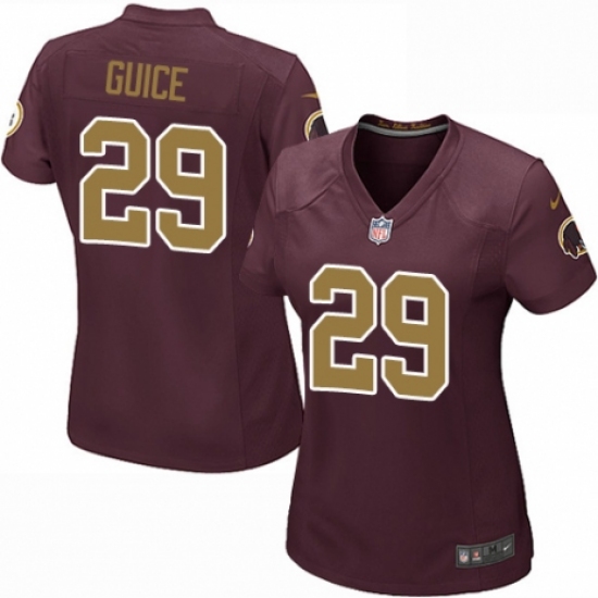 Women's Nike Washington Redskins 29 Derrius Guice Game Burgundy Red/Gold Number Alternate 80TH Anniversary NFL Jersey
