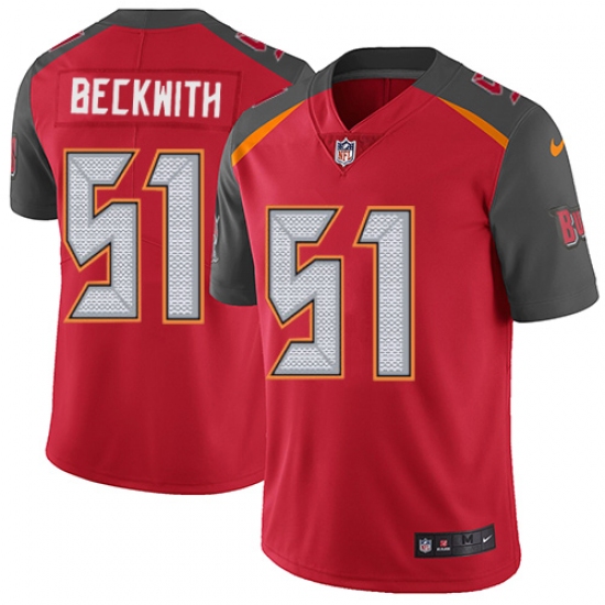 Men's Nike Tampa Bay Buccaneers 51 Kendell Beckwith Red Team Color Vapor Untouchable Limited Player NFL Jersey