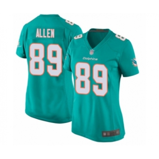 Women's Miami Dolphins 89 Dwayne Allen Game Aqua Green Team Color Football Jersey