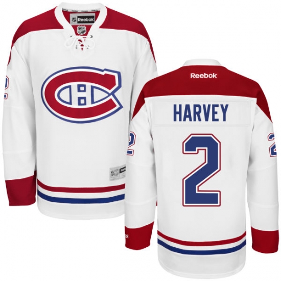 Men's Reebok Montreal Canadiens 2 Doug Harvey Authentic White Away NHL Jersey