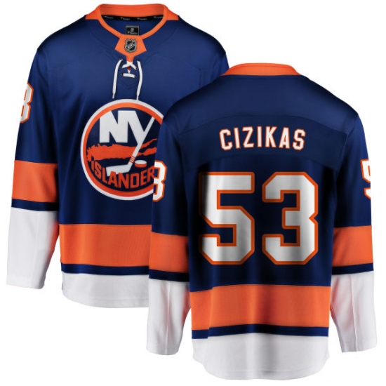 Youth New York Islanders 53 Casey Cizikas Fanatics Branded Royal Blue Home Breakaway NHL Jersey