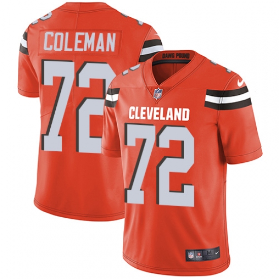 Youth Nike Cleveland Browns 72 Shon Coleman Orange Alternate Vapor Untouchable Limited Player NFL Jersey