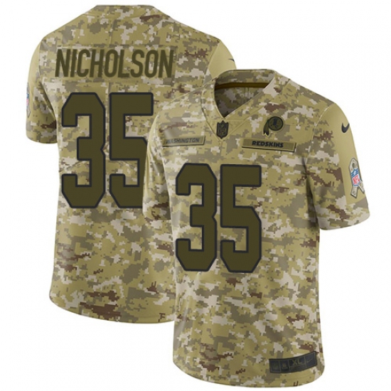 Men's Nike Washington Redskins 35 Montae Nicholson Burgundy Limited Camo 2018 Salute to Service NFL Jersey