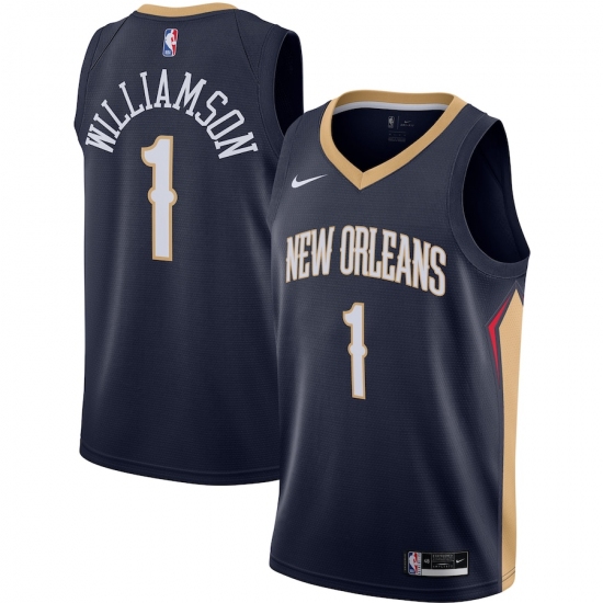 Men's New Orleans Pelicans 1 Zion Williamson Nike Navy 2020-21 Swingman Jersey