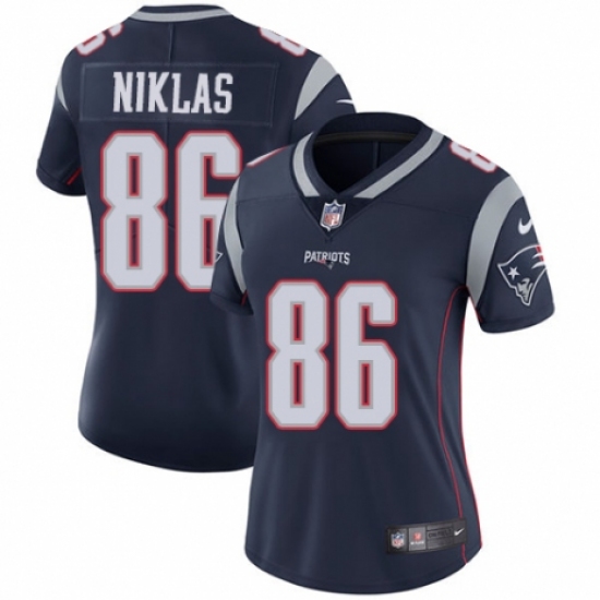 Women's Nike New England Patriots 86 Troy Niklas Navy Blue Team Color Vapor Untouchable Limited Player NFL Jersey