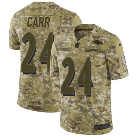 Men's Nike Baltimore Ravens 24 Brandon Carr Limited Camo 2018 Salute to Service NFL Jersey