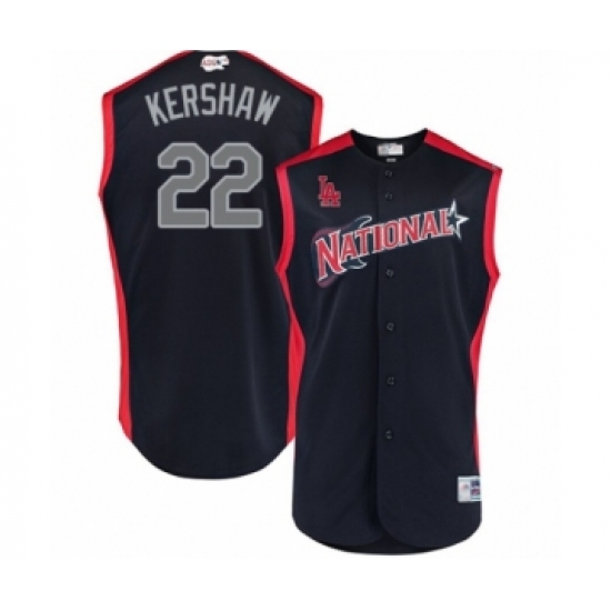 Youth Los Angeles Dodgers 22 Clayton Kershaw Authentic Navy Blue National League 2019 Baseball All-Star Jersey