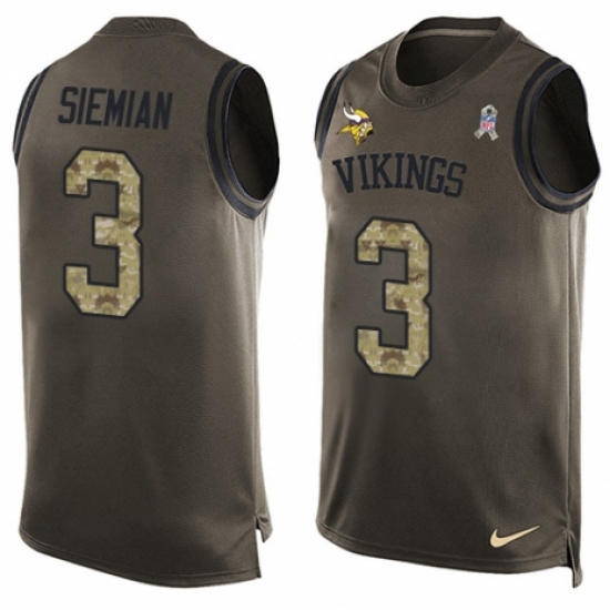Men's Nike Minnesota Vikings 3 Trevor Siemian Limited Green Salute to Service Tank Top NFL Jersey