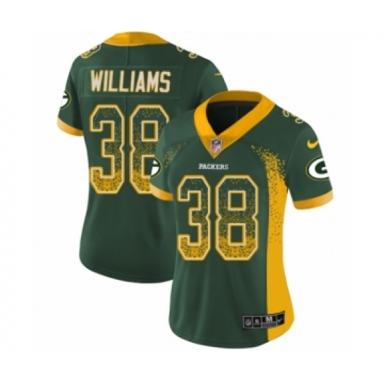 Women's Nike Green Bay Packers 38 Tramon Williams Limited Green Rush Drift Fashion NFL Jersey