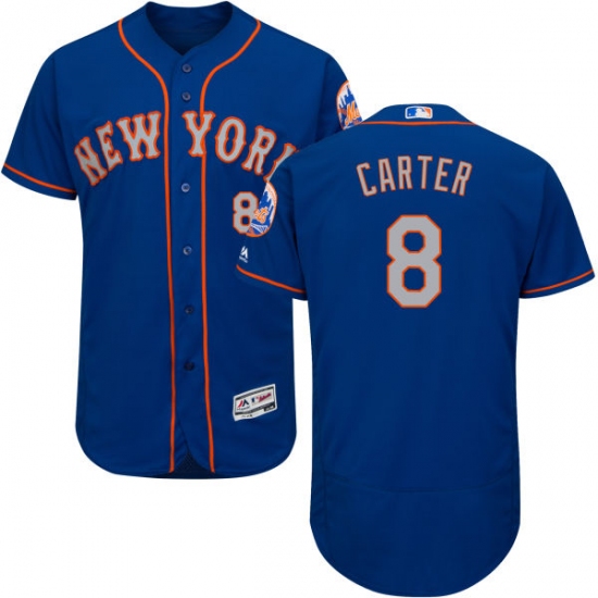 Men's Majestic New York Mets 8 Gary Carter Royal/Gray Alternate Flex Base Authentic Collection MLB Jersey