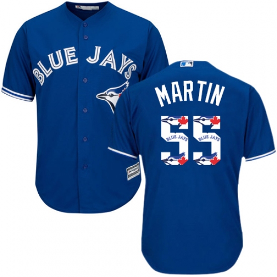 Men's Majestic Toronto Blue Jays 55 Russell Martin Authentic Blue Team Logo Fashion MLB Jersey