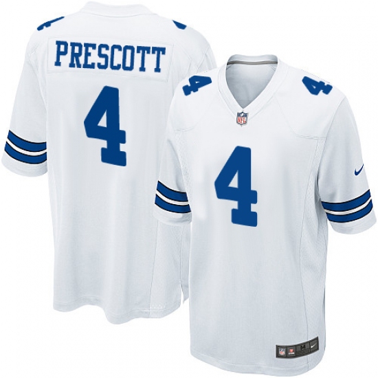 Men's Nike Dallas Cowboys 4 Dak Prescott Game White NFL Jersey