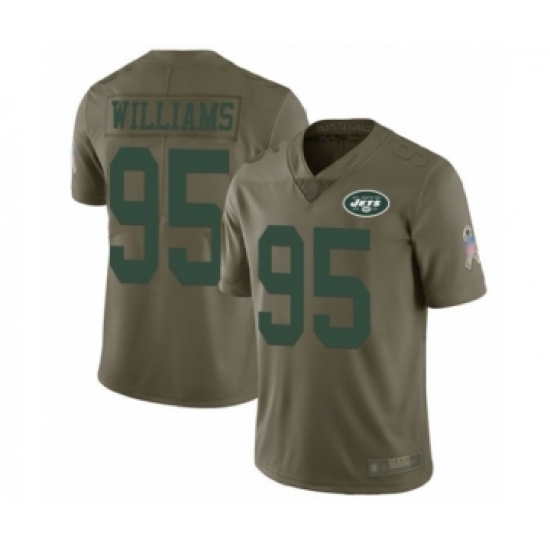 Men's New York Jets 95 Quinnen Williams Limited Olive 2017 Salute to Service Football Jersey