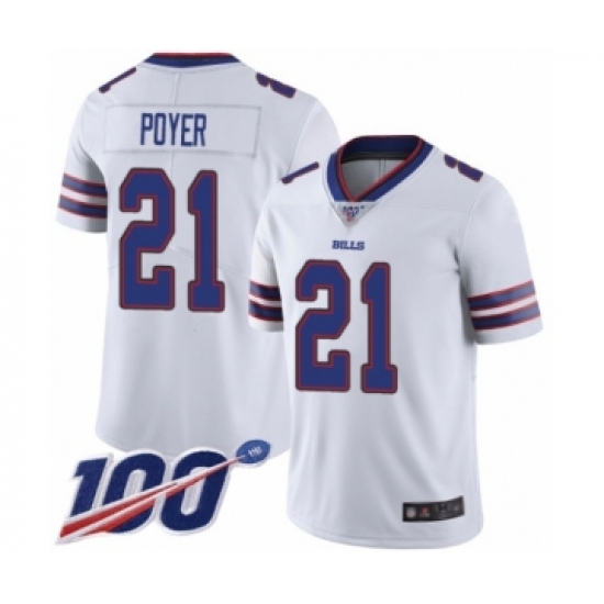Men's Buffalo Bills 21 Jordan Poyer White Vapor Untouchable Limited Player 100th Season Football Jersey