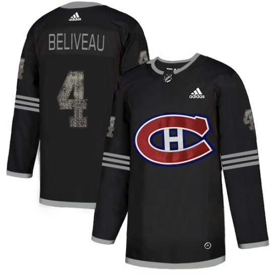 Men's Adidas Montreal Canadiens 4 Jean Beliveau Black Authentic Classic Stitched NHL Jersey
