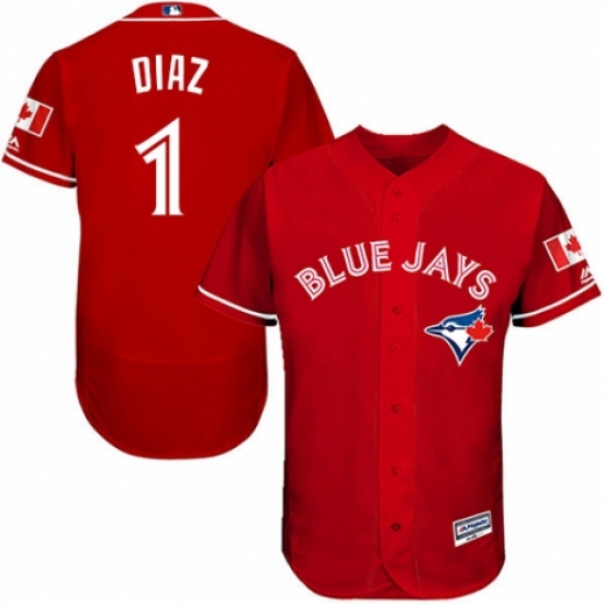Men\'s Majestic Toronto Blue Jays 1 Aledmys Diaz Scarlet Alternate Flex Base Authentic Collection Alternate MLB Jersey