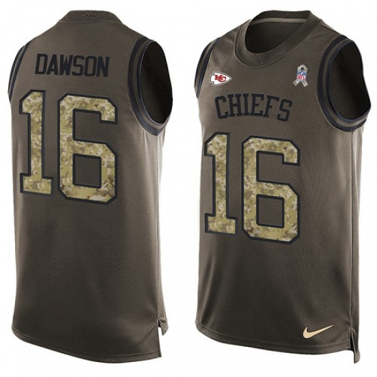 Men's Nike Kansas City Chiefs 16 Len Dawson Limited Green Salute to Service Tank Top NFL Jersey