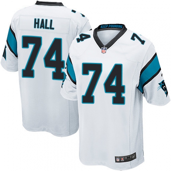 Men's Nike Carolina Panthers 74 Daeshon Hall Game White NFL Jersey