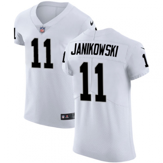 Men's Nike Oakland Raiders 11 Sebastian Janikowski White Vapor Untouchable Elite Player NFL Jersey