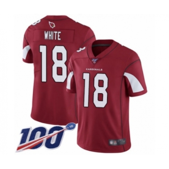 Men's Arizona Cardinals 18 Kevin White Red Team Color Vapor Untouchable Limited Player 100th Season Football Jersey