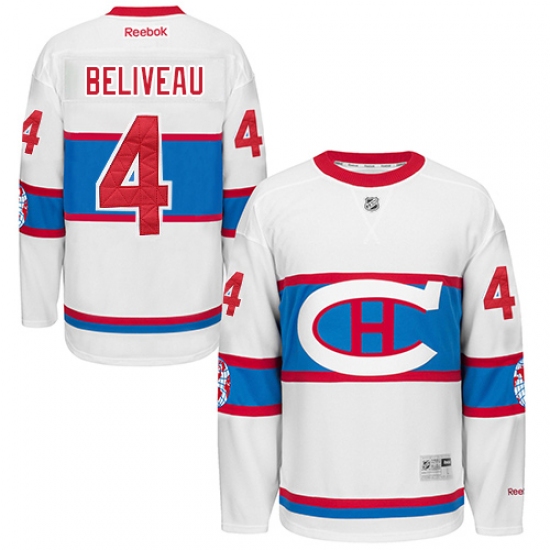 Men's Reebok Montreal Canadiens 4 Jean Beliveau Authentic White 2016 Winter Classic NHL Jersey