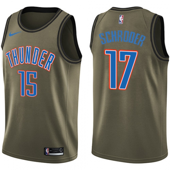 Youth Nike Oklahoma City Thunder 17 Dennis Schroder Swingman Green Salute to Service NBA Jersey