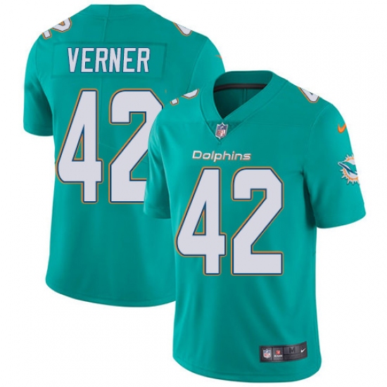 Youth Nike Miami Dolphins 42 Alterraun Verner Aqua Green Team Color Vapor Untouchable Limited Player NFL Jersey