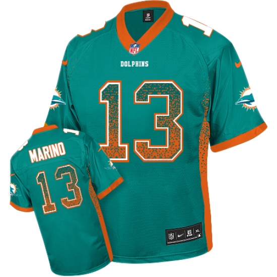 Men's Nike Miami Dolphins 13 Dan Marino Elite Aqua Green Drift Fashion NFL Jersey
