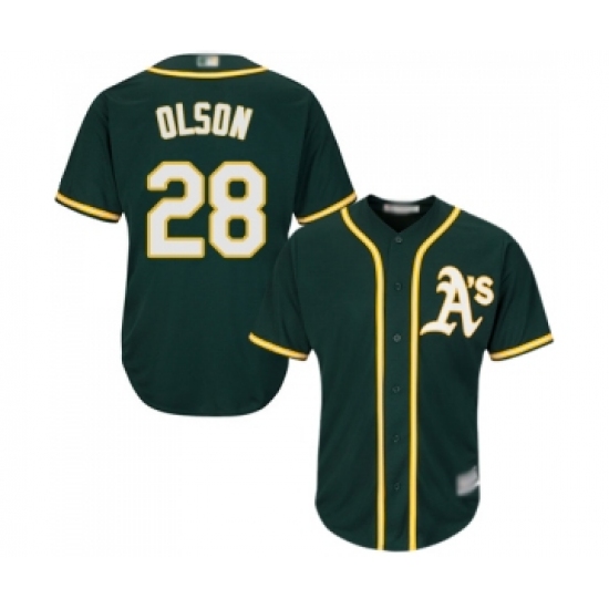 Men's Oakland Athletics 28 Matt Olson Replica Green Alternate 1 Cool Base Baseball Jersey