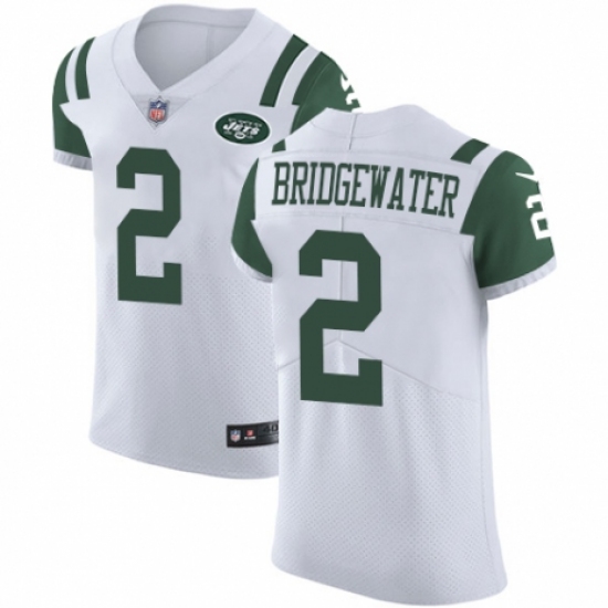 Men's Nike New York Jets 2 Teddy Bridgewater White Vapor Untouchable Elite Player NFL Jersey