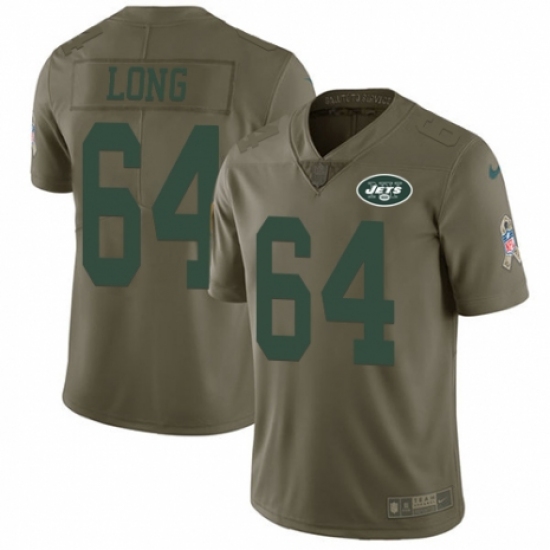 Men's Nike New York Jets 64 Travis Swanson Limited Olive 2017 Salute to Service NFL Jersey