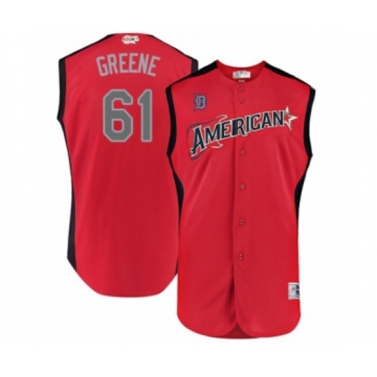 Youth Detroit Tigers 61 Shane Greene Authentic Red American League 2019 Baseball All-Star Jersey
