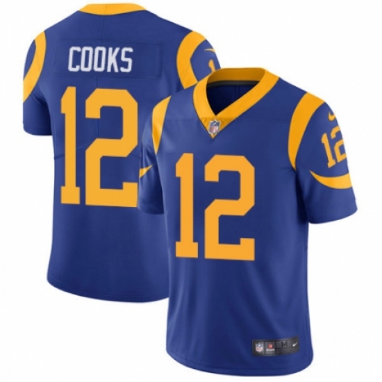 Men's Nike Los Angeles Rams 12 Brandin Cooks Royal Blue Alternate Vapor Untouchable Limited Player NFL Jersey