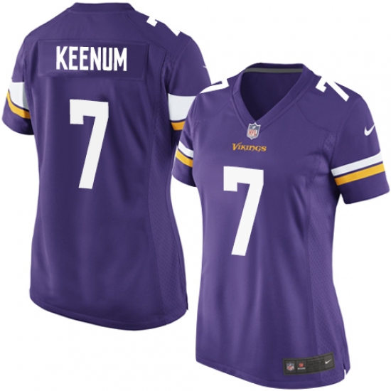 Women's Nike Minnesota Vikings 7 Case Keenum Game Purple Team Color NFL Jersey