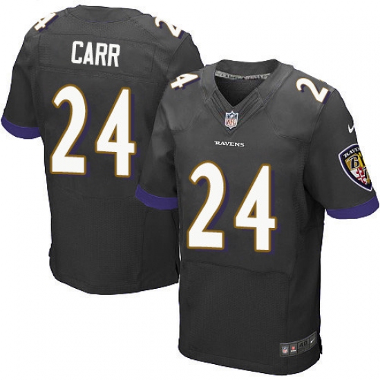 Men's Nike Baltimore Ravens 24 Brandon Carr Elite Black Alternate NFL Jersey