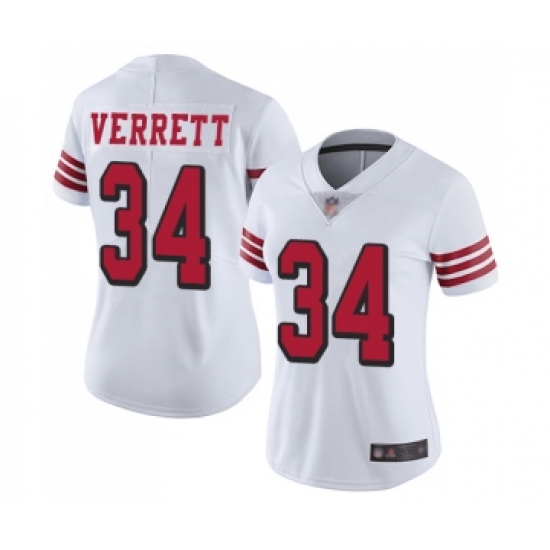 Women's San Francisco 49ers 34 Jason Verrett Limited White Rush Vapor Untouchable Football Jersey